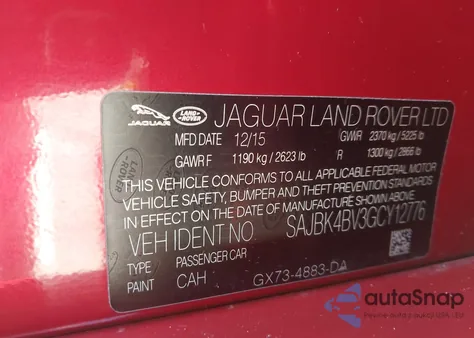 2016 Jaguar Xf 35T Prestige from USA, damaged, VIN SAJBK4BV3GCY12776